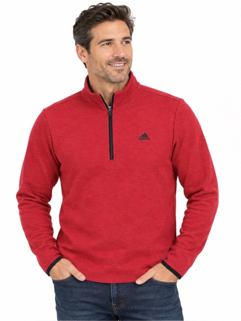 Adidas Mens knit half 1/2 zip pullover 
Size medium
